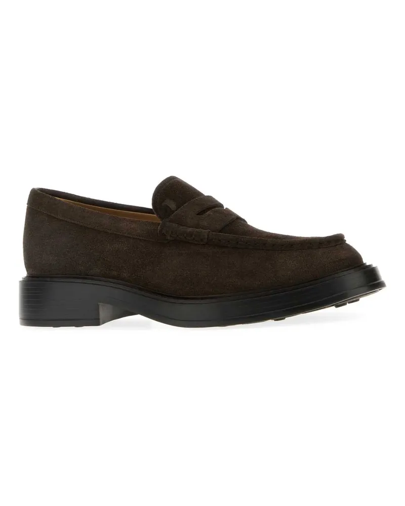 TOD'S Men's Brown Suede Loafers Altraversione 1calfskinspl Sneaker Brown