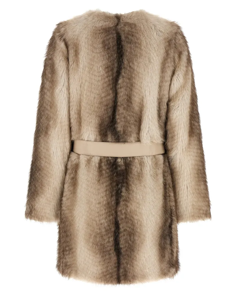 Twin-Set Eco-Fur Gradient Coat — Beige Beige