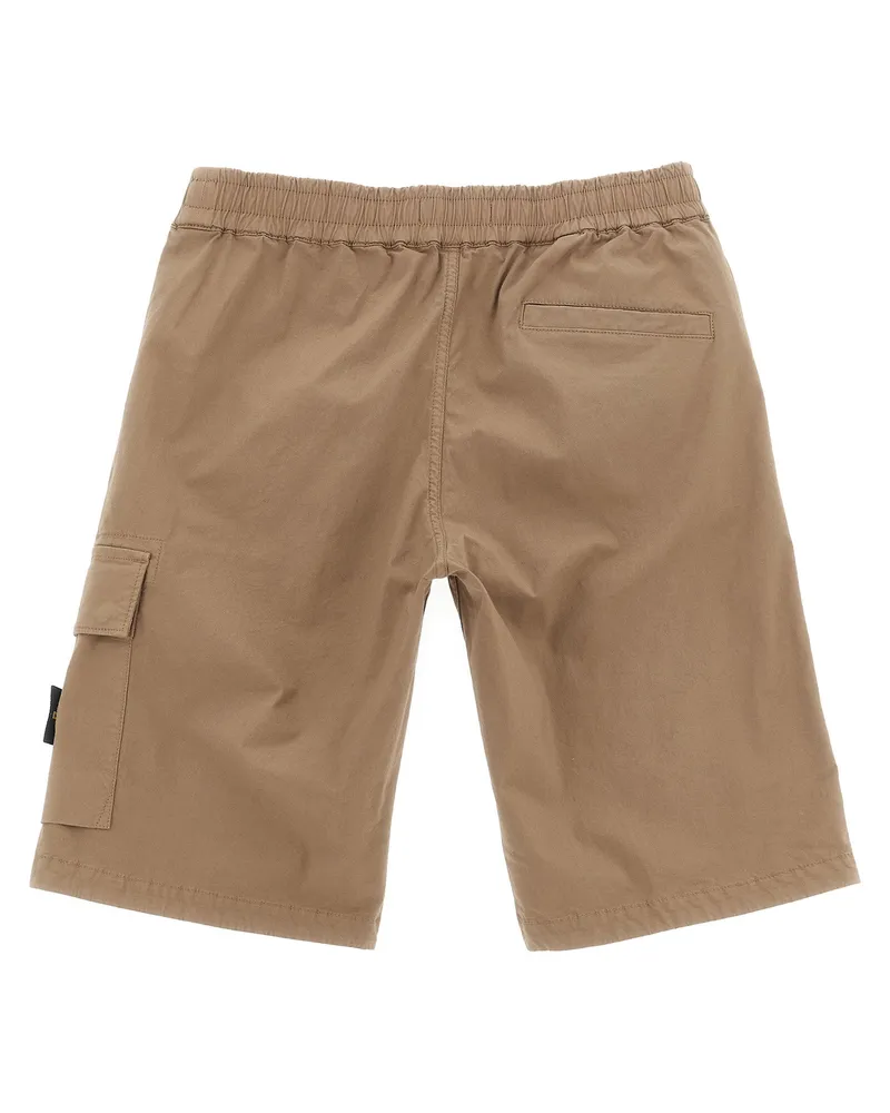 Stone Island Logo-Patched Cotton Cargo Shorts — Beige Beige