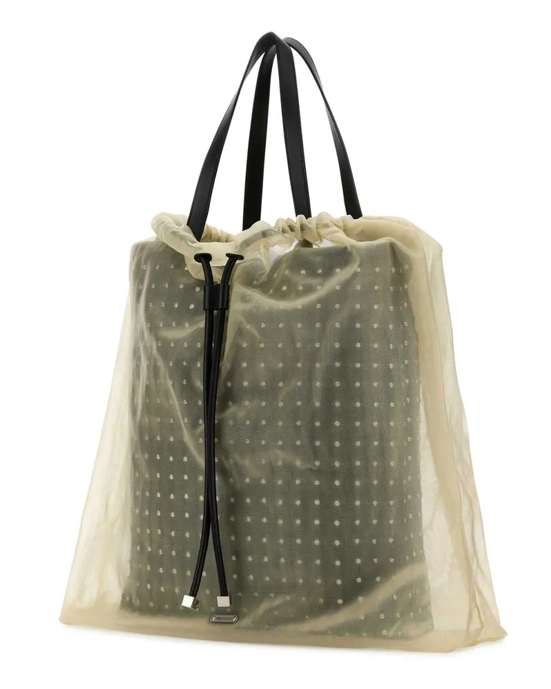 Alexander McQueen Women's Two-Tone Leather And Tulle Nebula Shopping Bag Blacksilver Borse A Mano Black