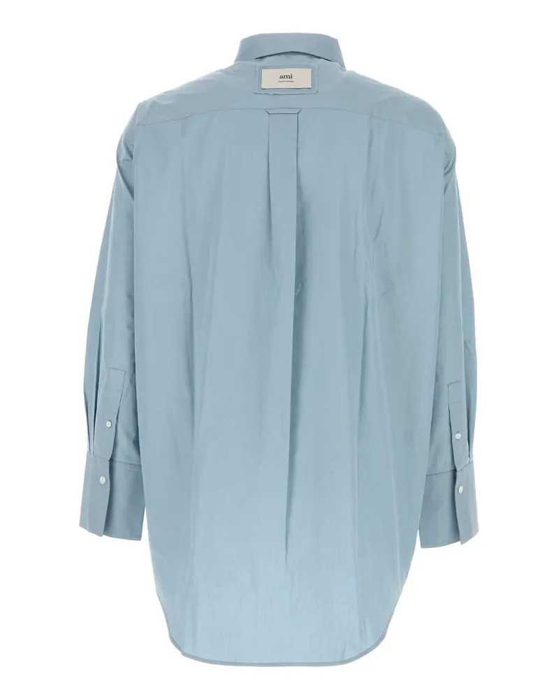 AMI Paris Ush779co0063 4506 Sky Exterior: Cotton Maglie Sweater Blue