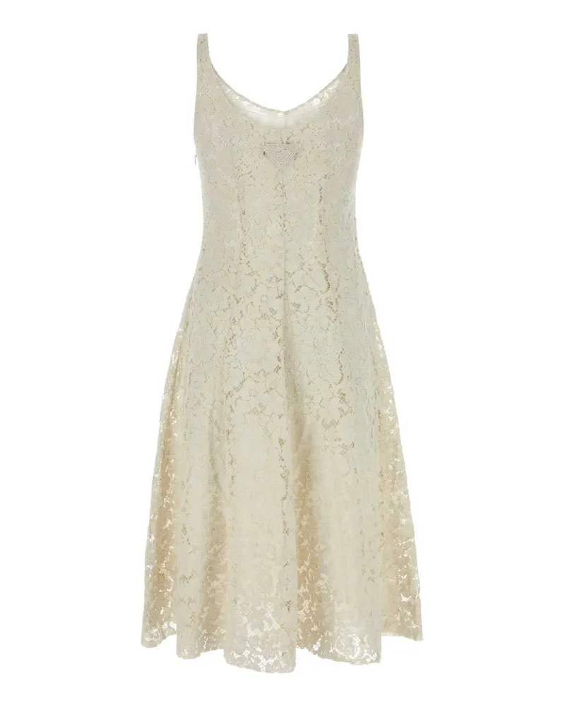 Prada Women's Ivory Lace Dress Naturale Co Me Pa Vi Abiti Beige