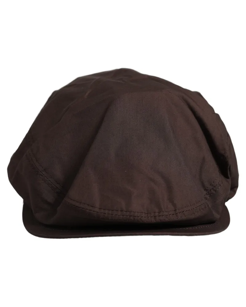 Dolce & Gabbana Men Brown Cotton Newsboy Capello Cabbie Hat Silk Brown