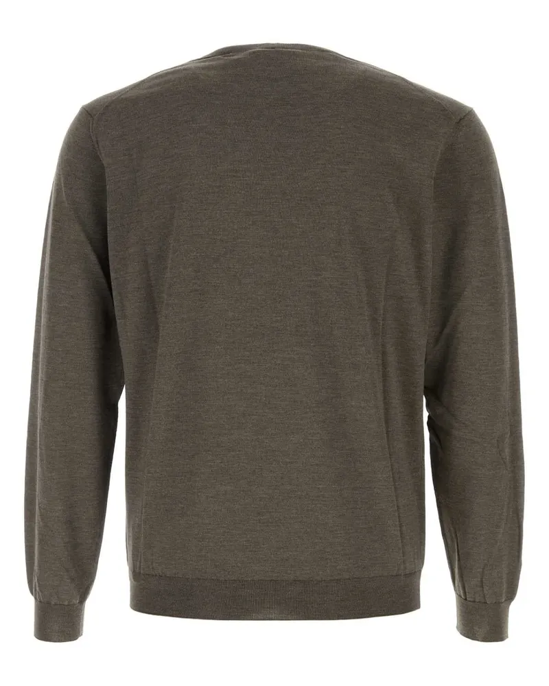 Giorgio Armani Silk-Blend Crew Neck Sweater — Brown Brown