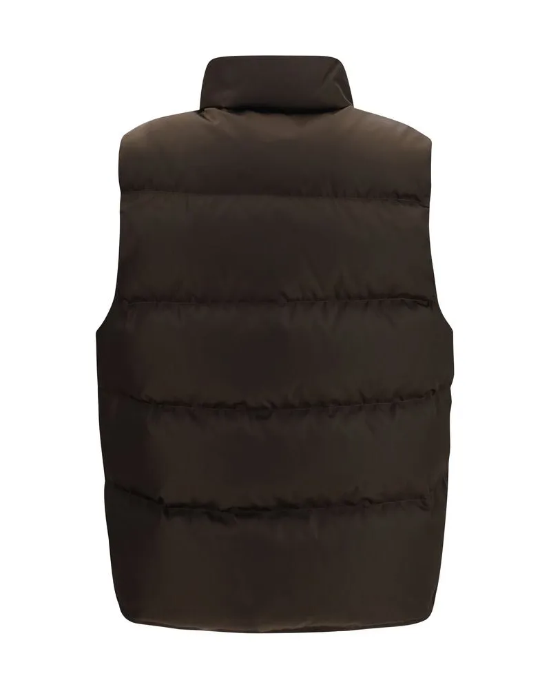 Prada Women's Brown Goose Down Sleeveless Jacket Clothing Brown