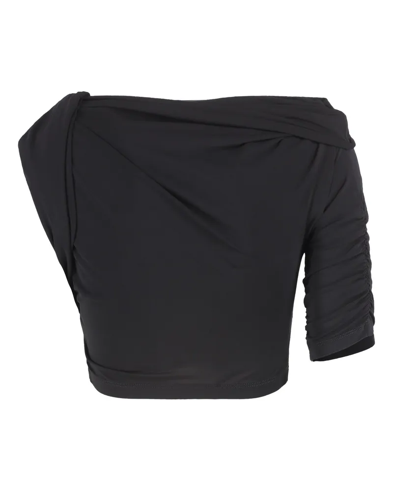 Jacquemus Women Crop Top Draped Black Viscose Black