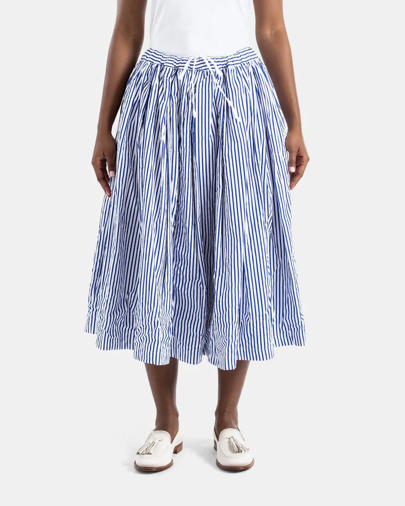 Comme des Garçons Women Blue Striped Midi Skirt White Blue