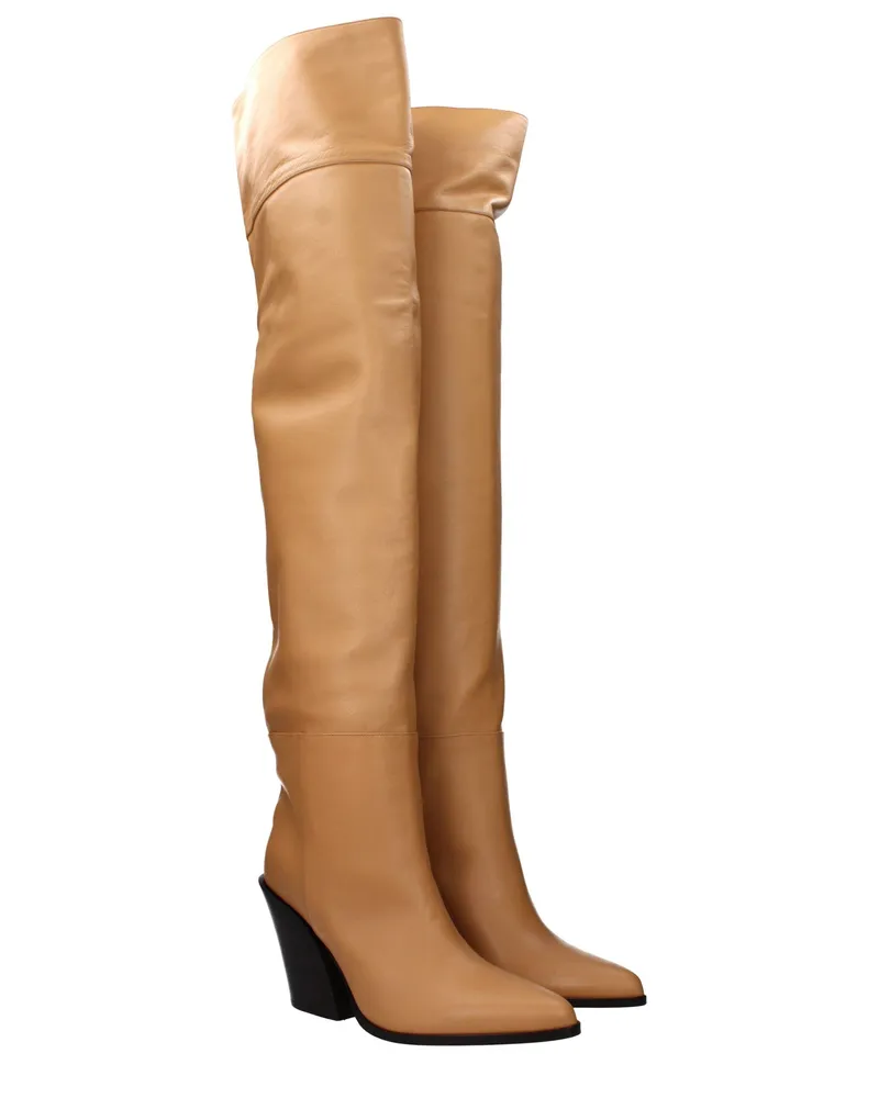 Jimmy Choo Women's Beige Leather Ankle Boots Beige