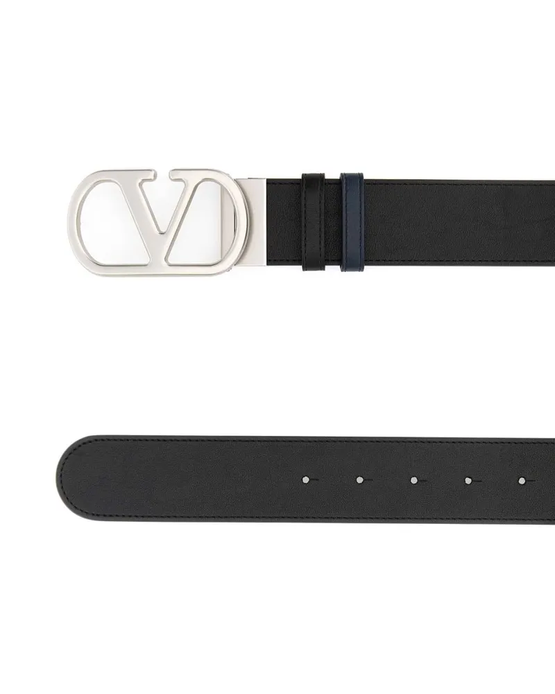 Valentino Garavani Men's Reversibile Belt Black Calf Leather Black