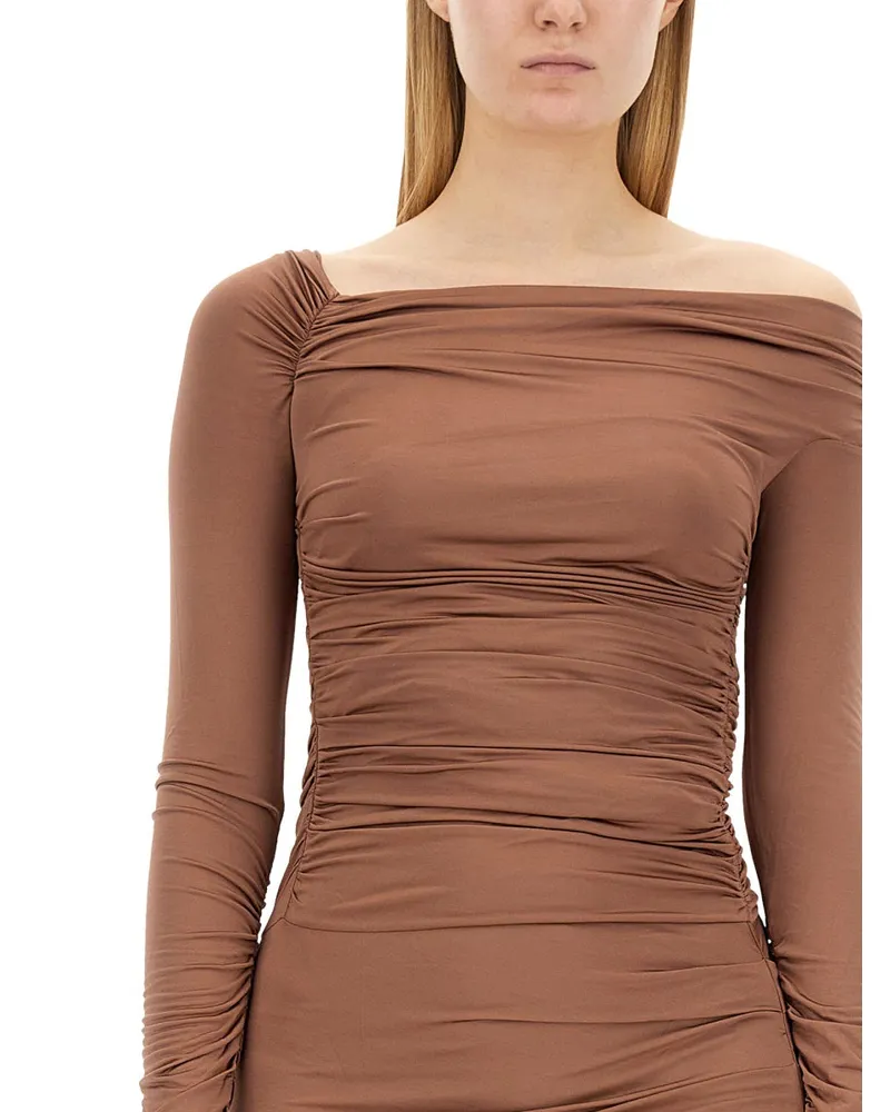Helmut Lang Viscose Midi Dress — Beige Beige