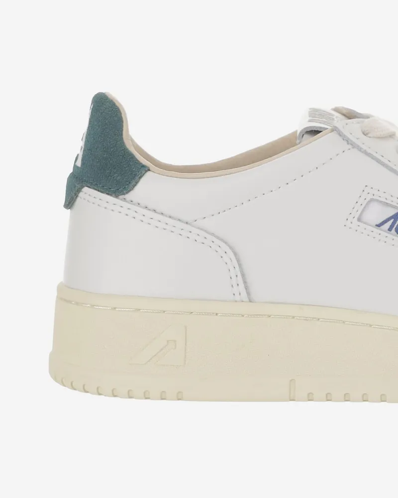 AUTRY Men's Sneakers Medalist Low Green Leather Trainers White