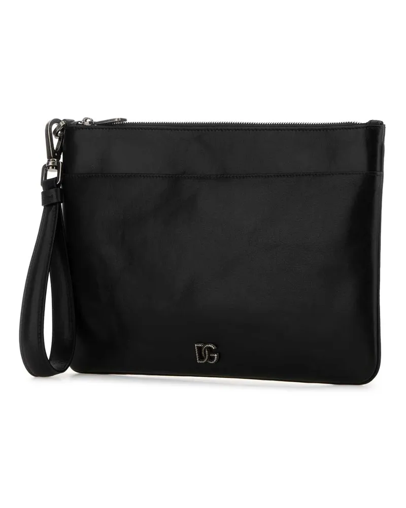 Dolce & Gabbana Men's Black Leather Clutch Nero Vitello Black