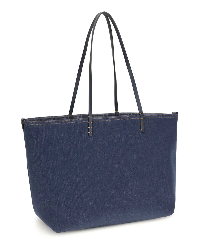 Fendi Women's Reversible Denim Tote Bag Blu+os Cotton Shoulder Blue
