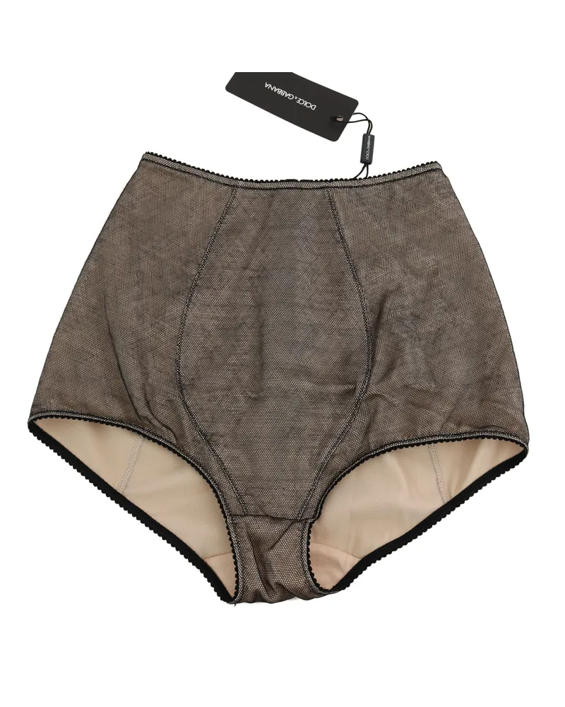 Dolce & Gabbana Women's Bottoms Underwear Beige With Black Net Cotton Clothing Beige