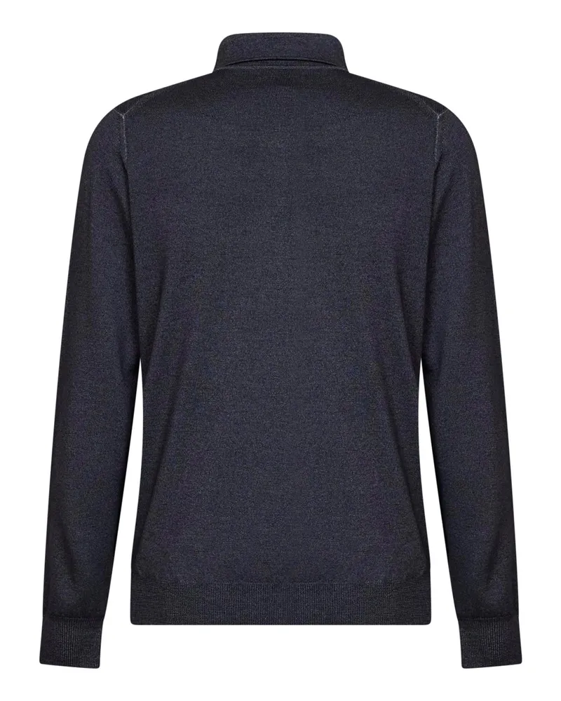 Etro Men's Polo Shirt Two-Tone Indigo Wool Blue T-shirts And Polos Blue