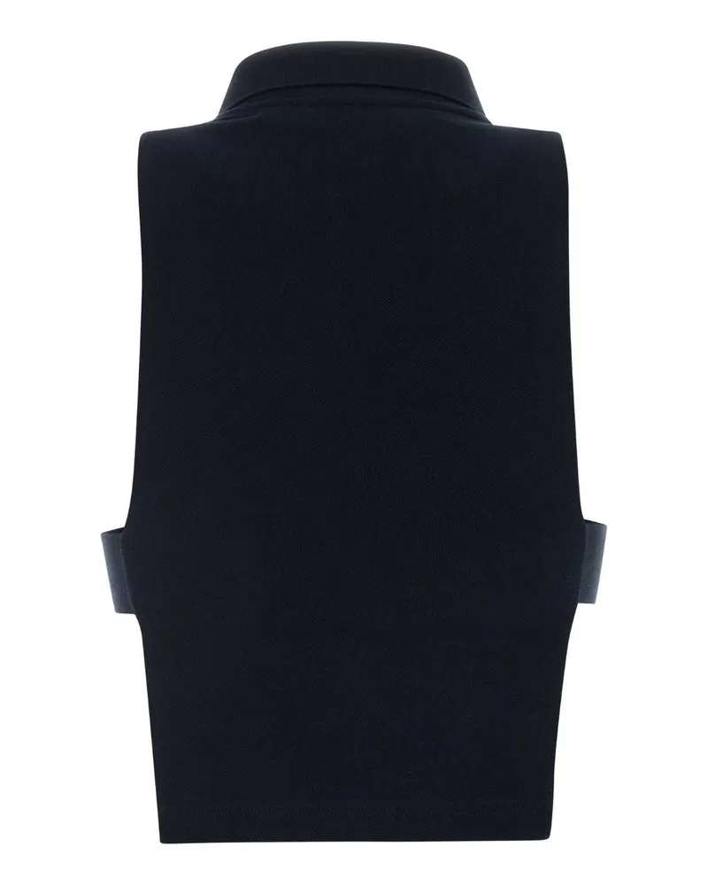 Miu Miu Women's Logo-Embroidered Piquet Polo Shirt Navy Cotton Navy