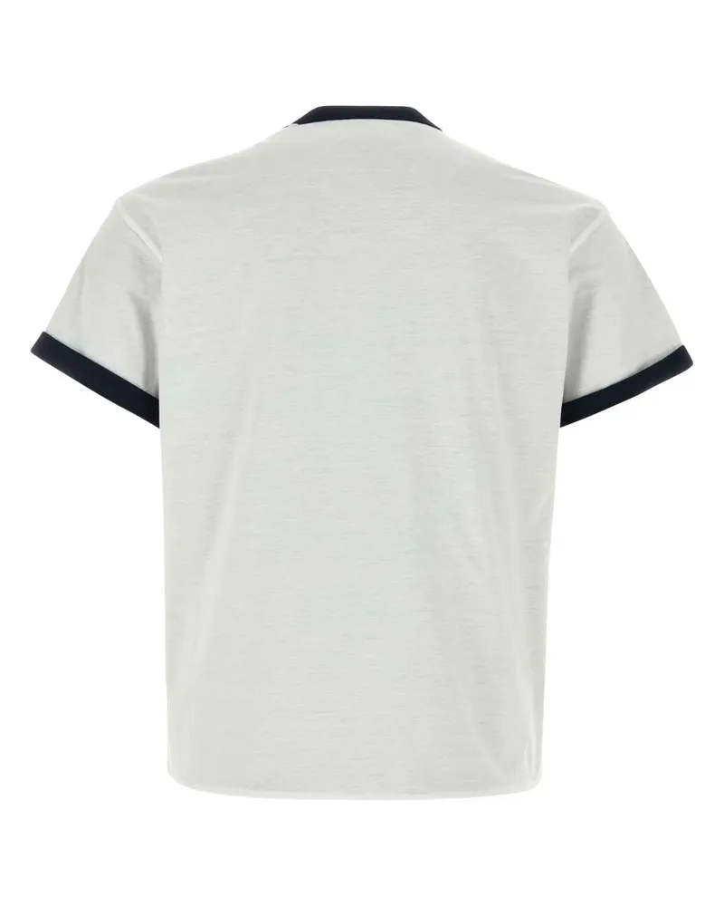 Prada Men's White Cotton Reversible T-Shirt Bianco+navy Exterior White