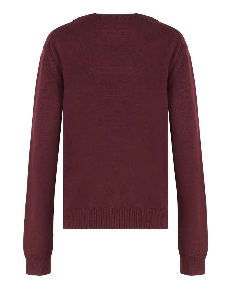 Celine Women Crew-Neck Cashmere Sweater Burgundy Burgundy