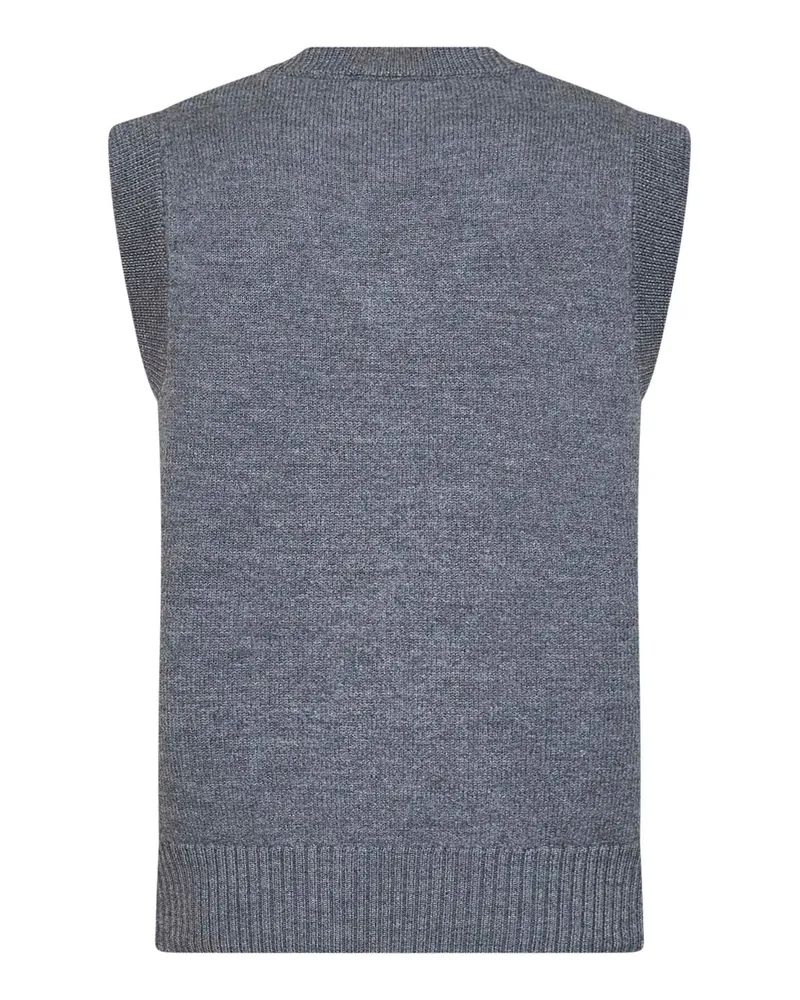 AMI Paris Ami de Cœur Intarsia Knit Vest — Gray Gray