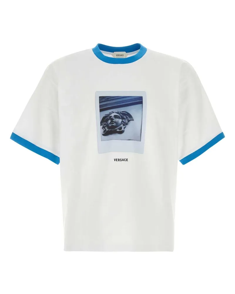 Versace Logo-Print Cotton T-Shirt — White White