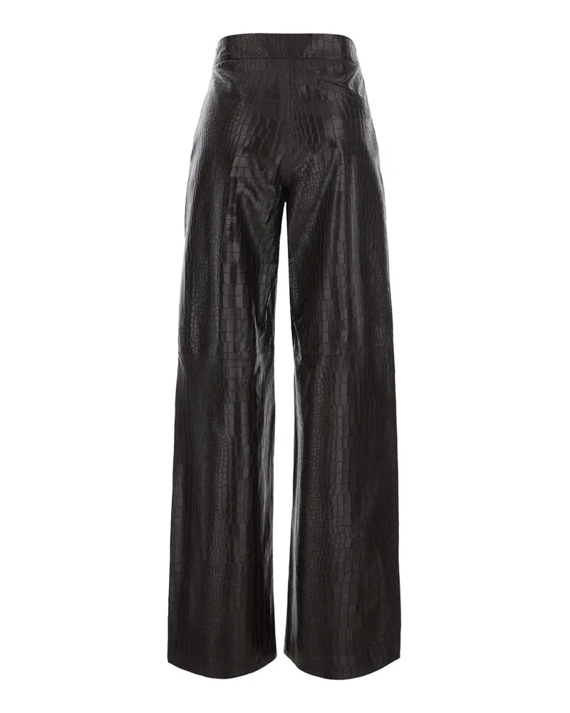 Federica Tosi Women's Leather Trousers Crocodile-Print Brown Brown