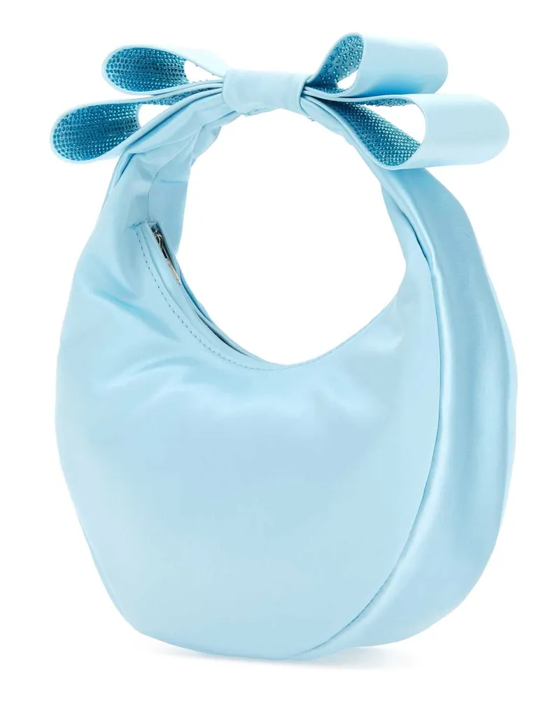 Mach & Mach Women's Pastel Light-Blue Satin Small Cadeau Handbag Skyblue Borse A Mano Bag Blue