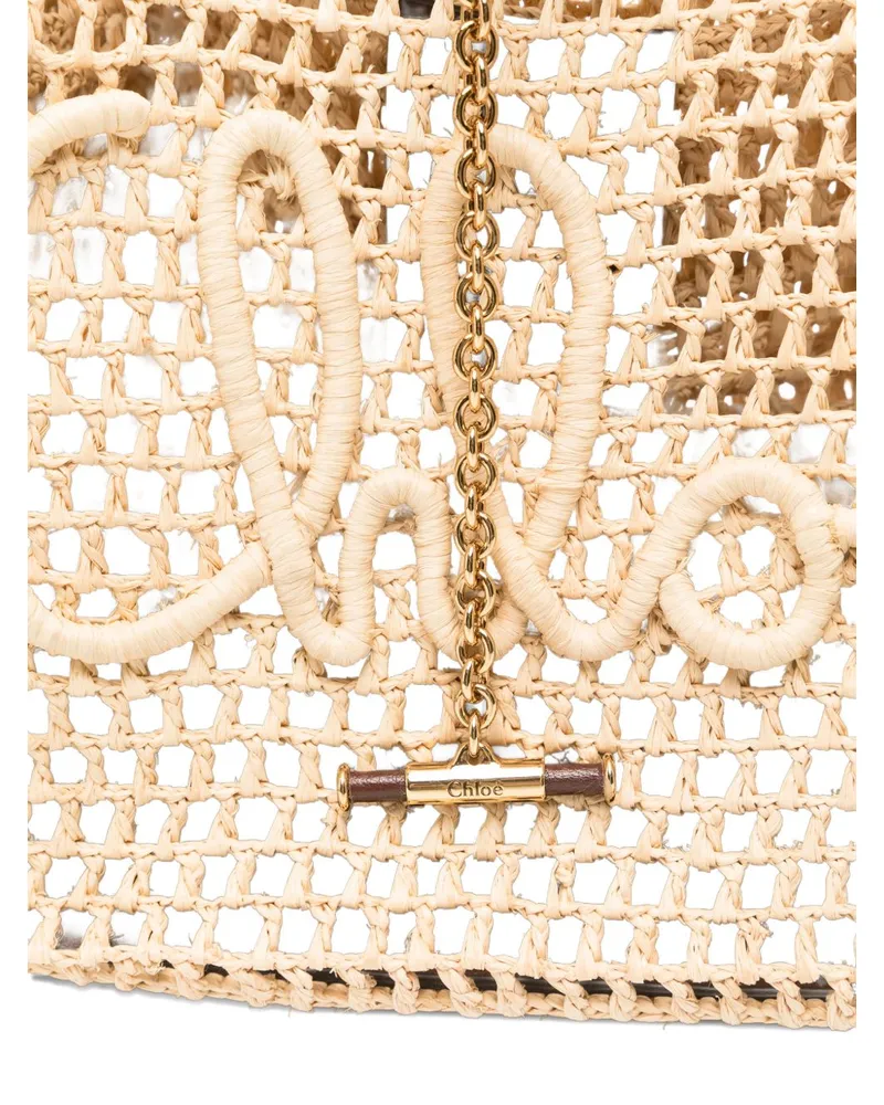 Chloé Raffia Tote Bag — Beige Beige