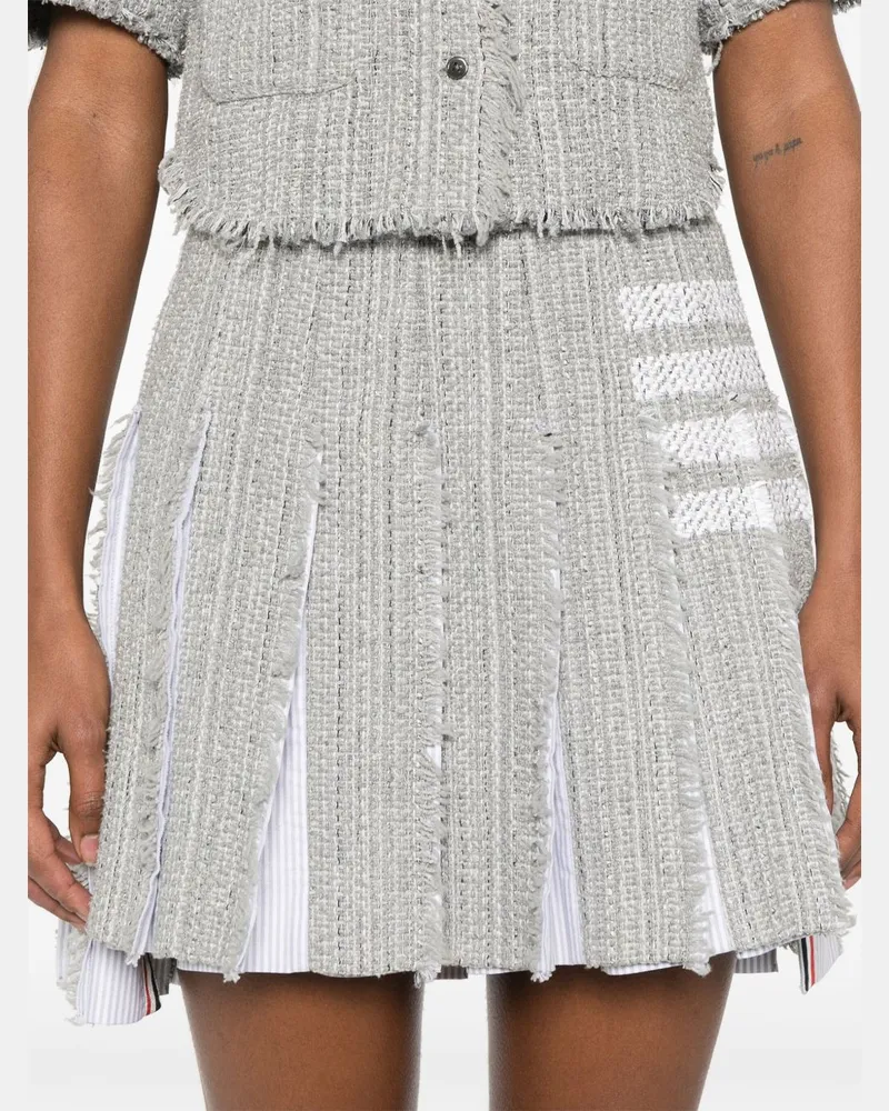 Thom Browne 4-Bar Stripe Cotton Blend Skirt — Grey Grey