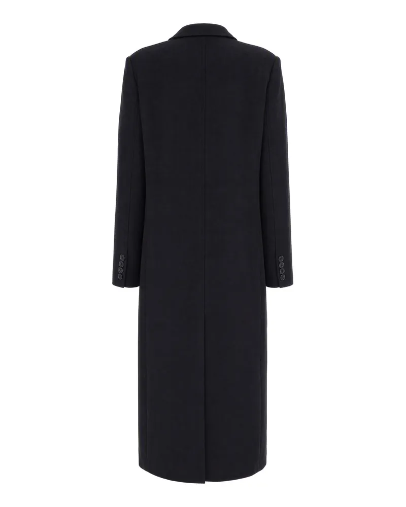Max Mara Women's Double-Breasted Wool Drape Coat Black Virgin Black