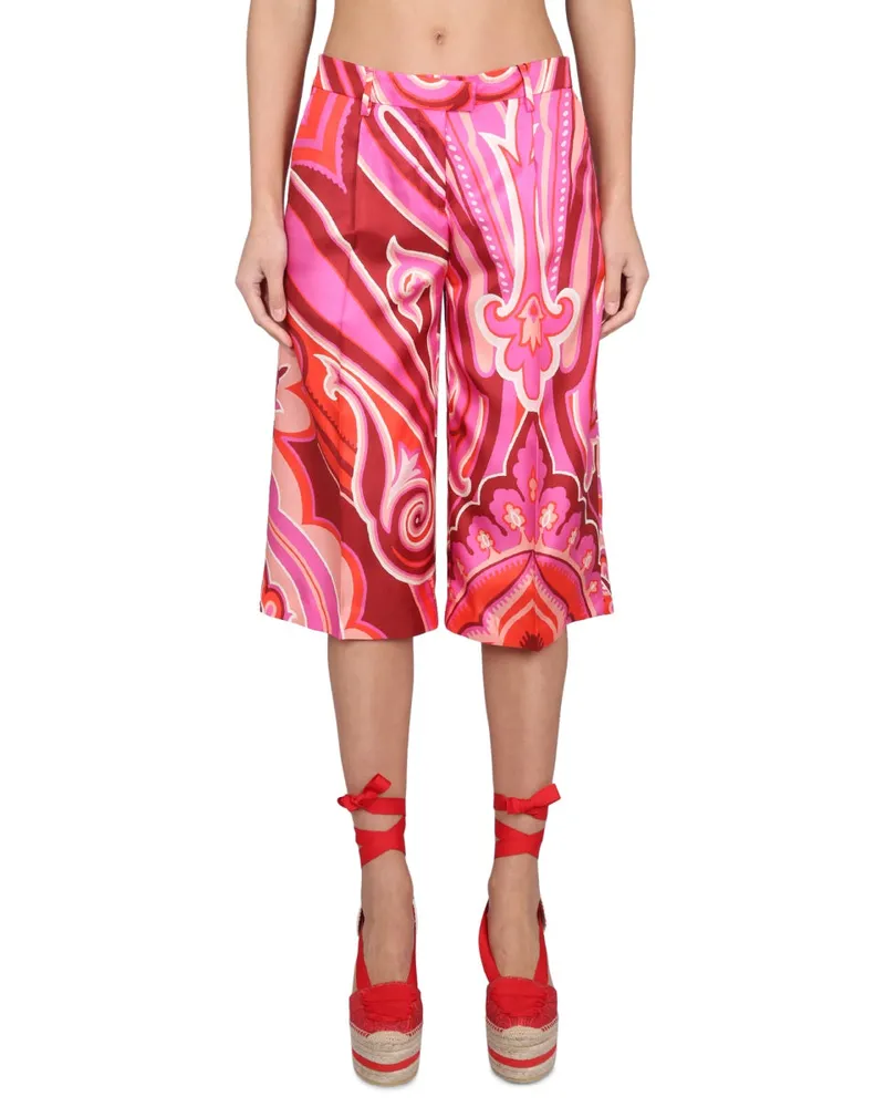 Etro Silk and Cotton Bermuda Shorts — Pink Pink
