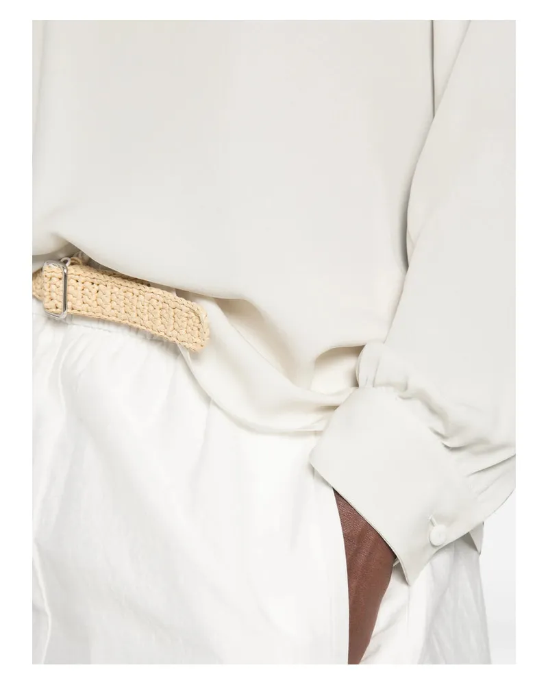 Giorgio Armani Silk High-Neck Blouse — White White