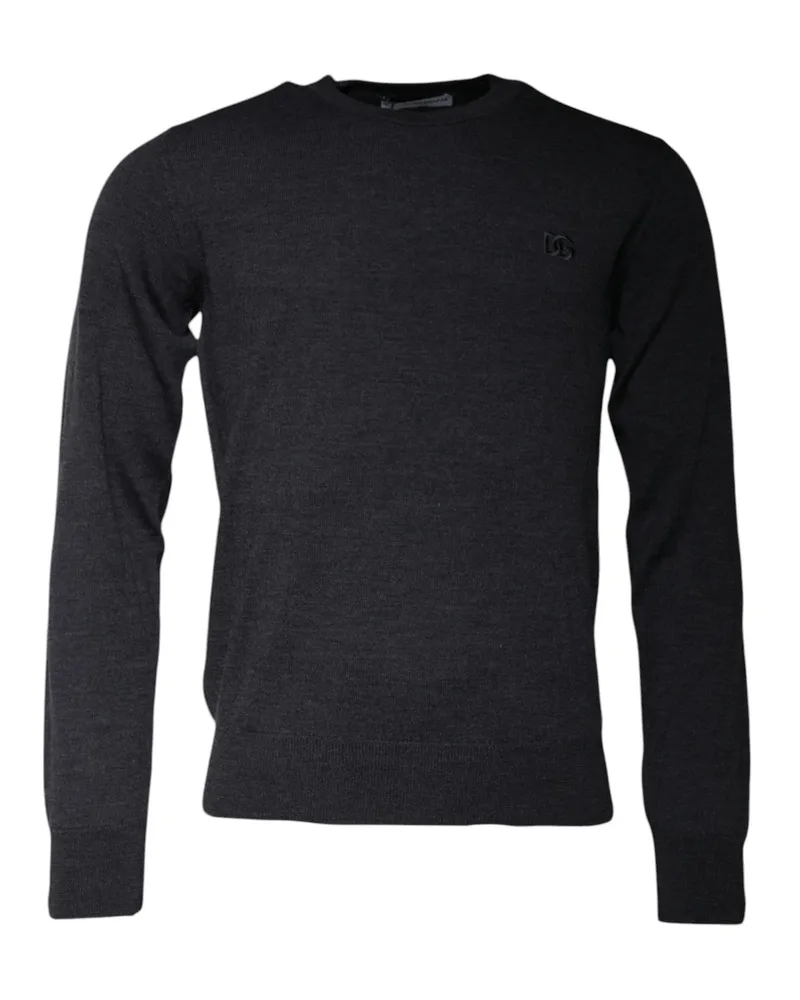 Dolce & Gabbana Logo-Embroidered Virgin Wool Sweater — Gray Gray