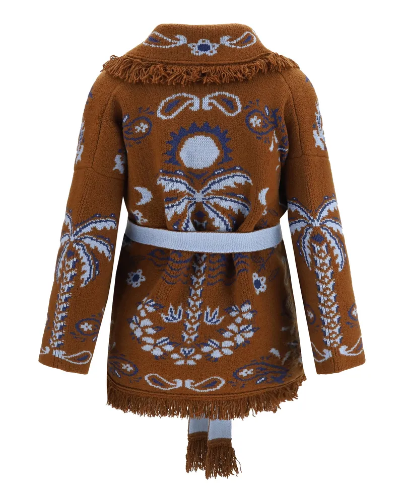 Alanui Women's Island Roots Cardigan With Belt Tabacco Sweater 