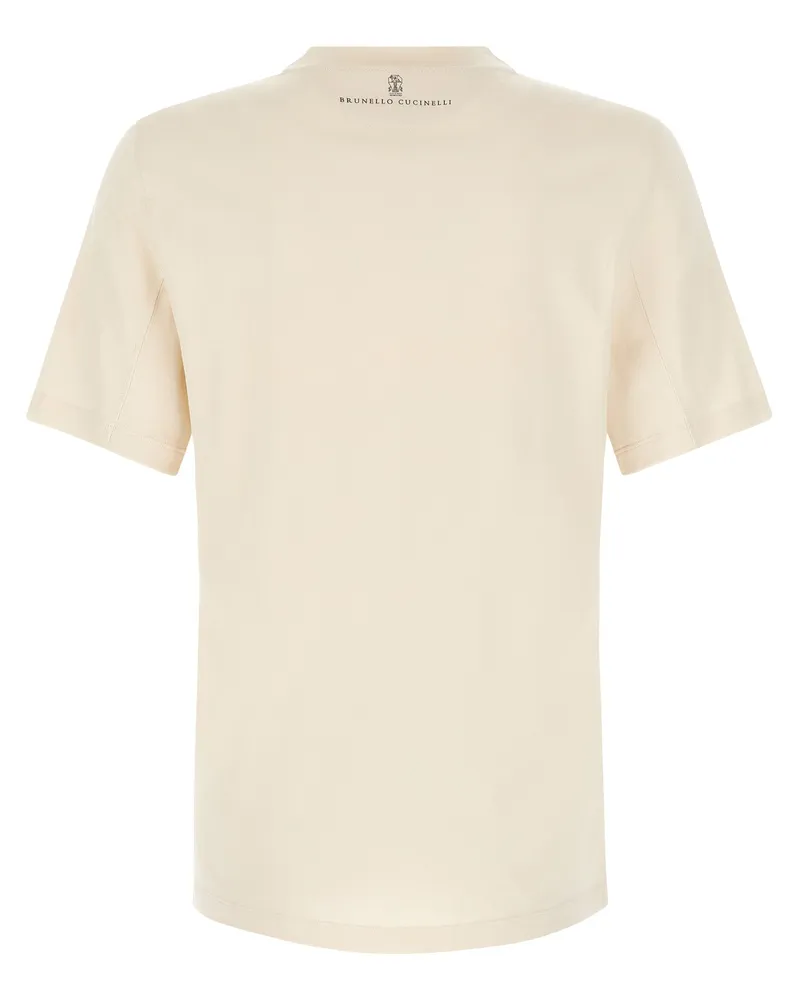 Brunello Cucinelli Logo-Embroidered Cotton T-Shirt — White White