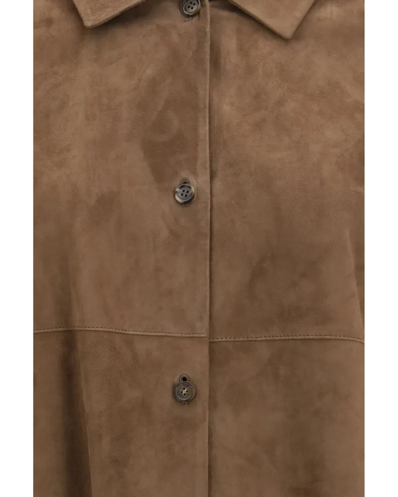 Max Mara Women's Suede Jacket Gocce Dark Gold Lamb Leather Gold