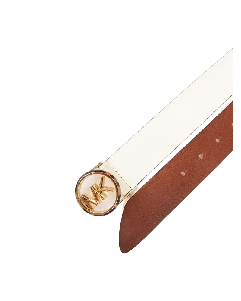 Michael Kors MK Buckle Leather Belt — White White