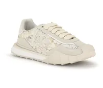 Women's Leather And Lace Sneakers Beige-Gesso Beige/gesso