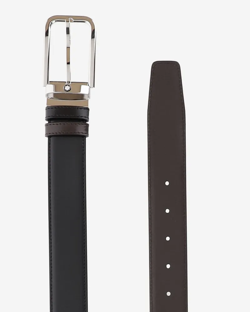 Montblanc Men's Reversible Leather Belt Multicolour Black