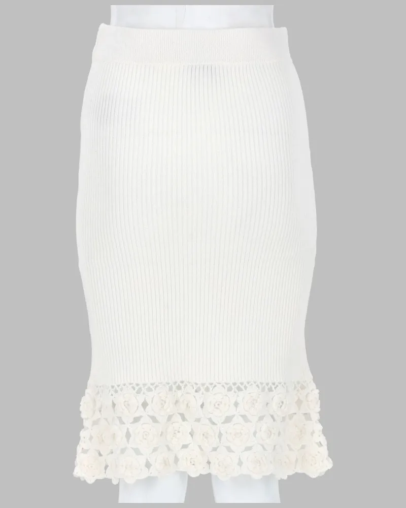 Ganni Crochet Hem Skirt — White White