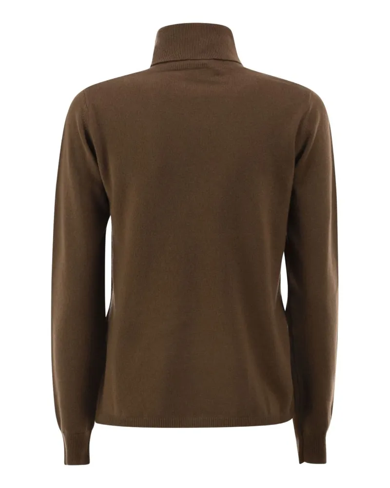 Max Mara Women's Turtleneck Msteducata Wool Cashmere Sweater Brown Brown