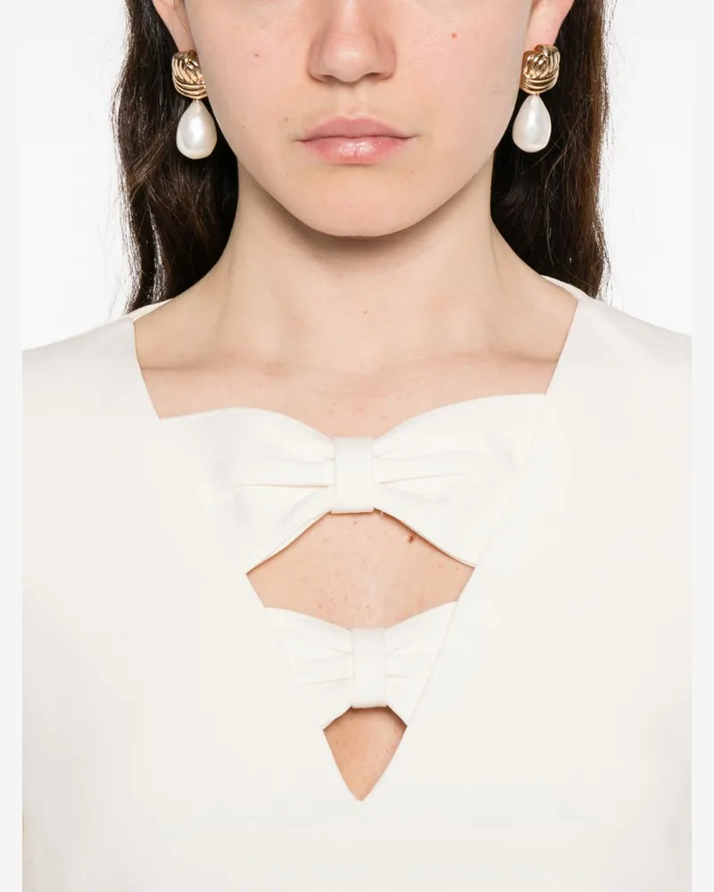 Valentino Garavani Wool-Silk Blend with Cutout Detail Dress — Cream Cream