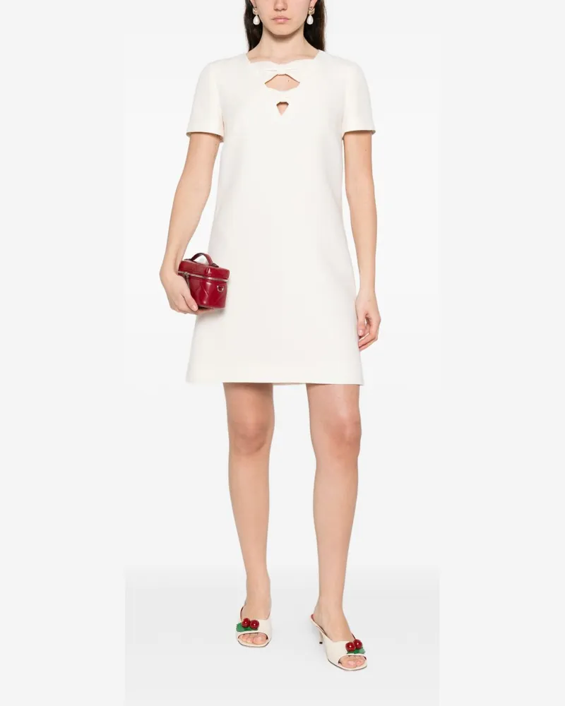 Valentino Garavani Wool-Silk Blend with Cutout Detail Dress — Cream Cream