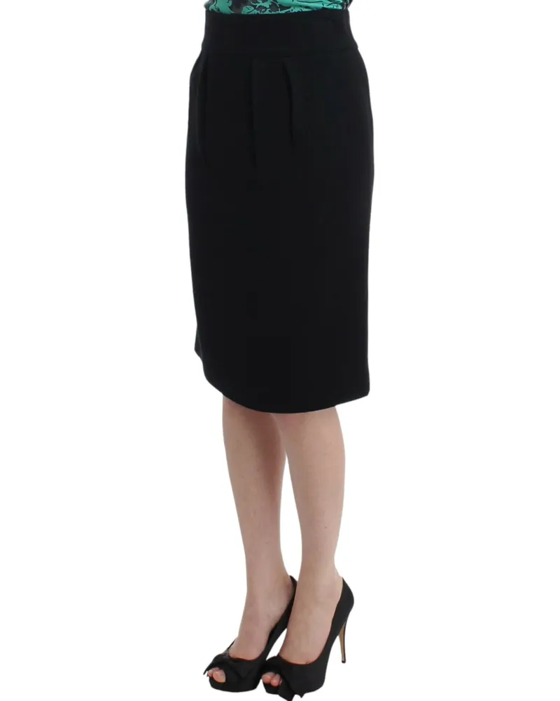 Roberto Cavalli Women's Black Wool Pencil Skirt Black