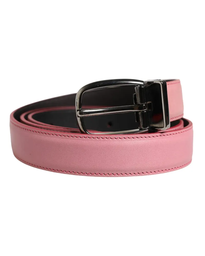 Dolce & Gabbana Men Pink Classic Leather Metal Buckle Belt Calf Pink