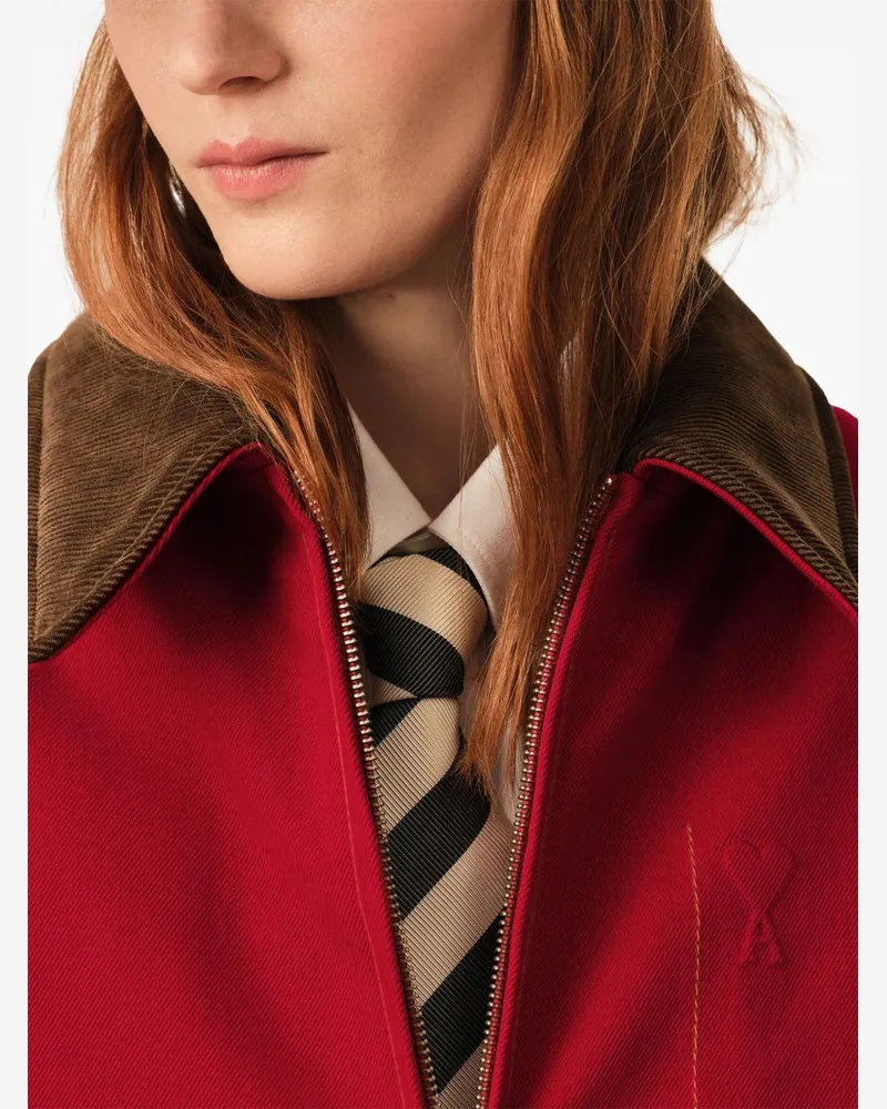 AMI Paris Corduroy Collar Jacket — Red Red
