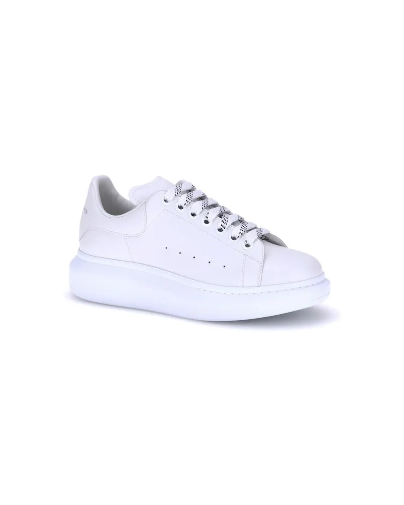 Alexander McQueen Men's White Calf Leather Bos Taurus Platform Sneakers White