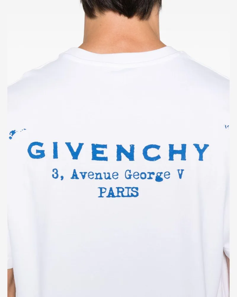 Givenchy Men's T-Shirt Stamp Print White Cotton T-Shirts And Polos White