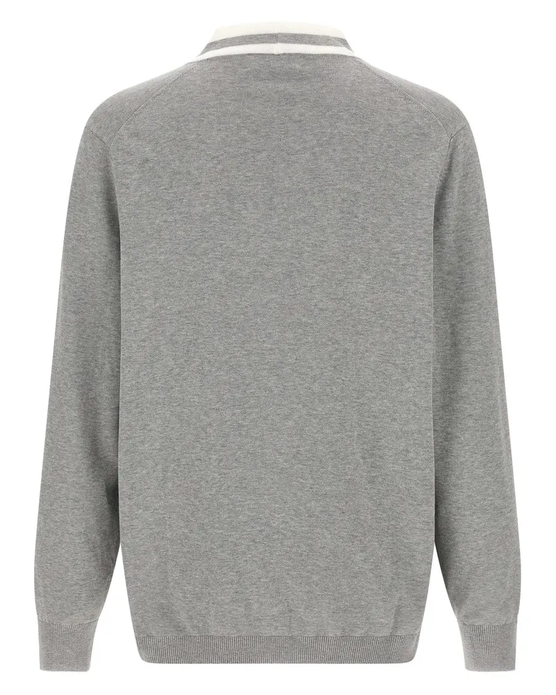 Brunello Cucinelli Heraldic Logo Cotton Cardigan — grey Grey