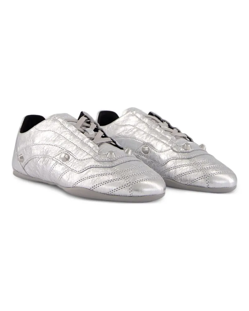 Balenciaga Metallic Leather Sneaker — Silver Silver
