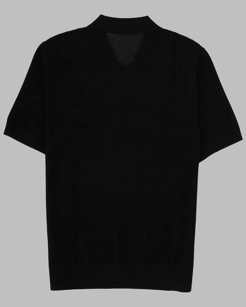 Fred Perry Viscose-Polyamide Knit Polo Shirt — Black Black